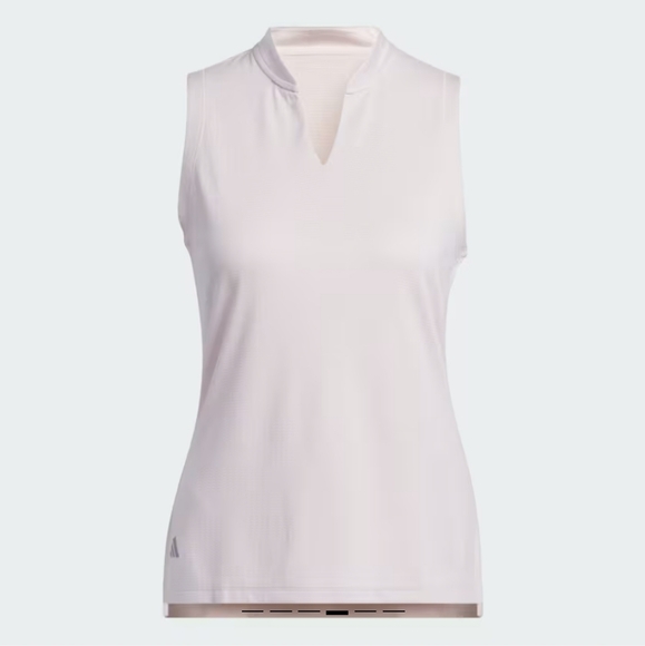 Adidas Ultimate365 textured Active Sleeveless Polo Shirt in Putty Mauve S - Picture 4 of 6